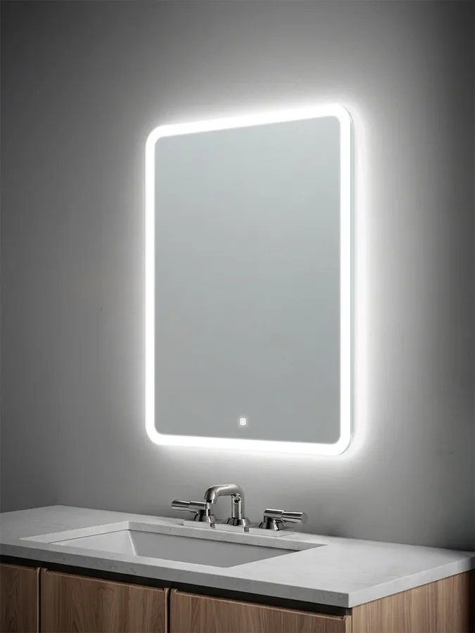 Зеркало ванной вертикальное 72x52 см LED-подсветка с матовым ободком