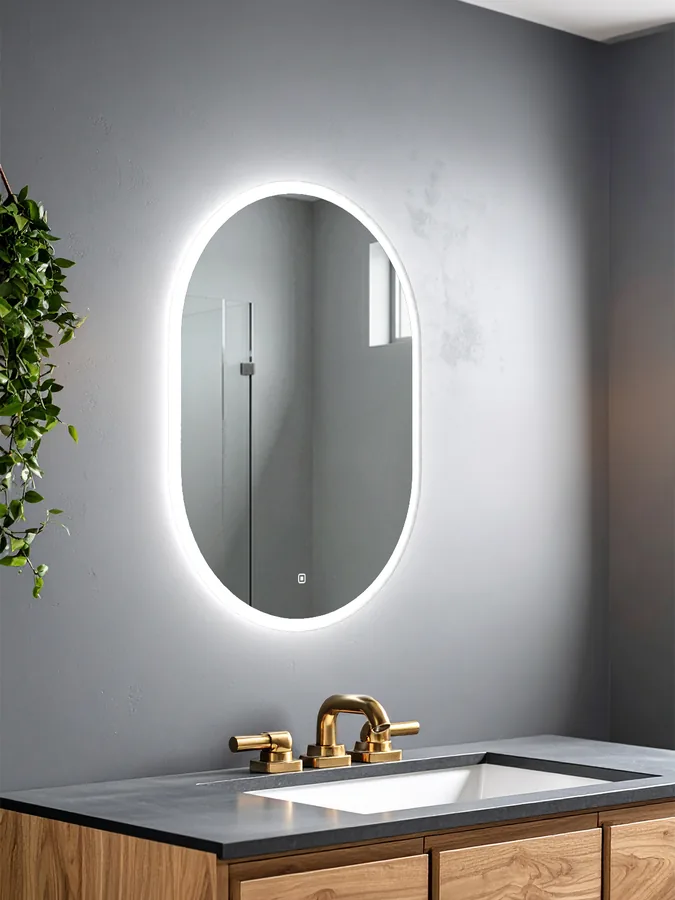 Зеркало ванной капсула 52x72 см LED-подсветка с матовым ободком