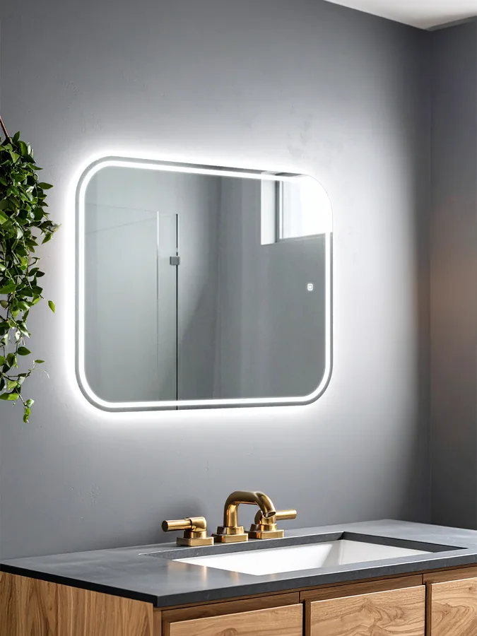 Зеркало ванной вертикальное 55x75 см LED-подсветка с матовым ободком