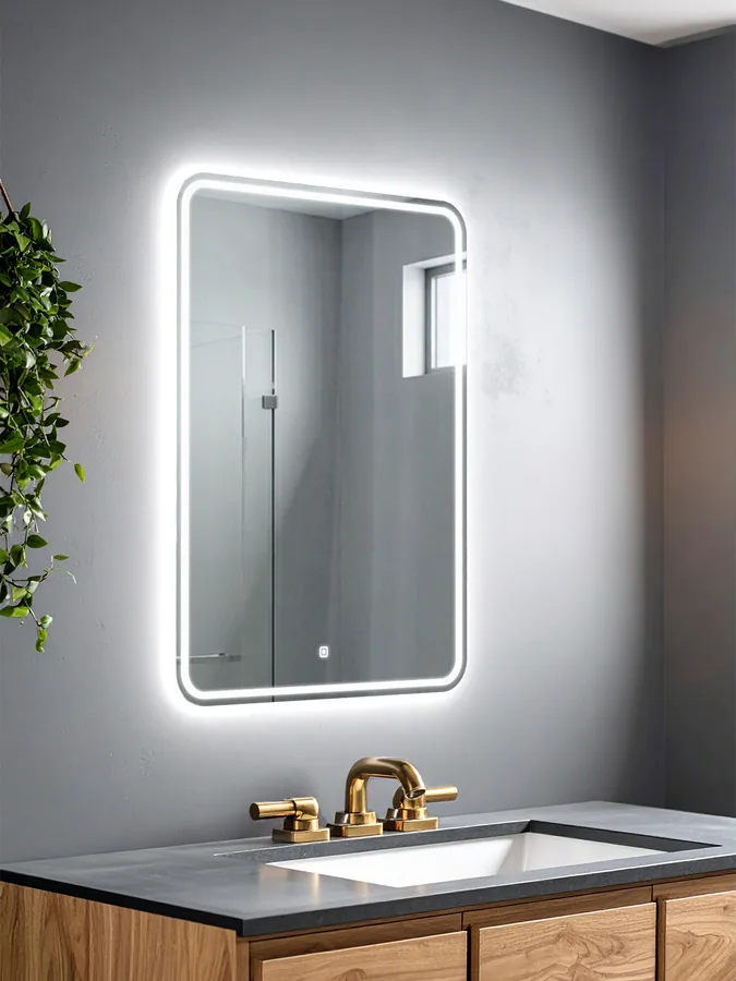 Зеркало ванной 55x75 см LED-подсветка с матовой кромкой