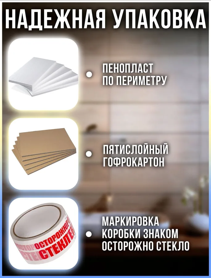 Зеркало для ванной капля 52x72 см на клейкой ленте
