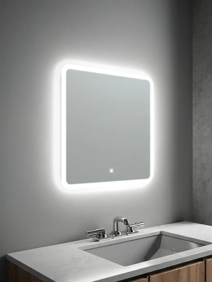 Зеркало ванной 60x60 см LED-подсветка с матовой окантовкой