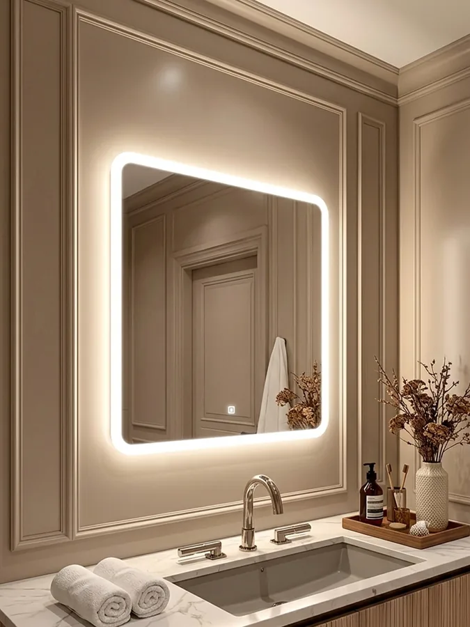 Зеркало ванной 60x60 см LED-подсветка с матовой окантовкой