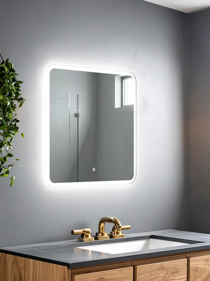Зеркало ванной 60x60 см LED-подсветка с матовой окантовкой