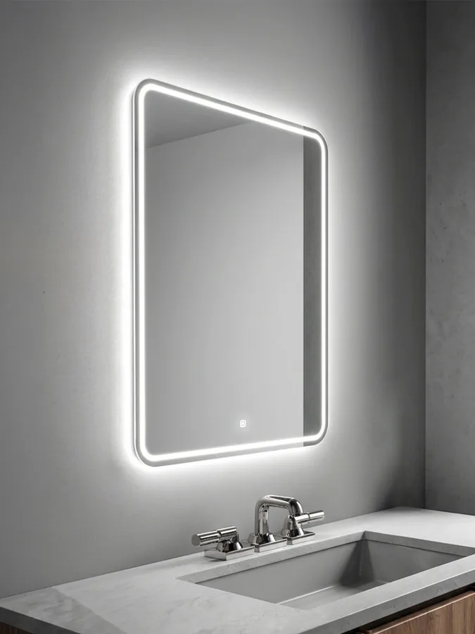 Зеркало ванной вертикальное 52x72 см LED-подсветка с матовым ободком