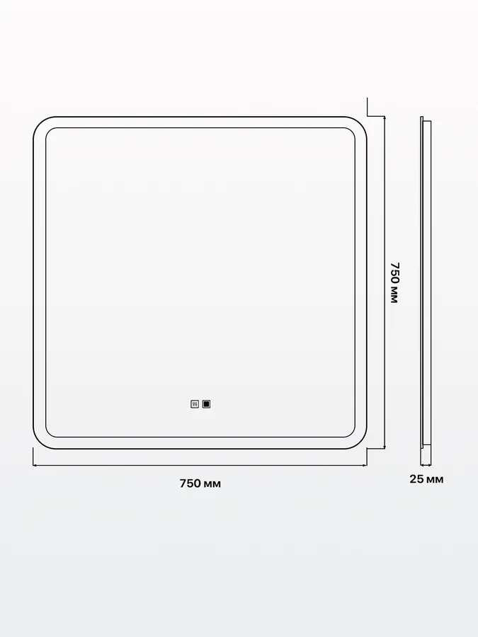 Зеркало ванной 75x75 см LED-подсветка + антизапотевание